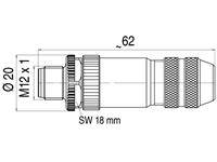 CIRC CON M12 B COD CABL MALE STR. 5 POL SCW TERM  8mm CABL ENTRY RING SHIELD IP67 [99-1437-810-05]