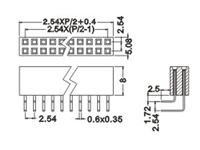 4 way 2.54mm PCB Right Angled Pins DIL Female Socket Header [727040]