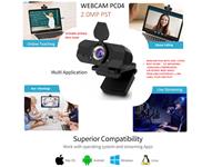 Webcam PC04 with Lens Cover+ Built in Mic, 2,0Megapixel, H264/H265 Compression, 120 Degree Wide Angle View, USB2.0 Interface, 1.5m Cable. Plug and Play, Ideal for Google Hangouts / QQ / Wechat / Skype / Facebook / Zoom / Youtube / Face Time, etc [WEBCAM PC04 2.0MP PST]
