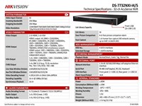 Hikvision 32CH NVR, 256 Mbps, H.265/H.265+/H.264/H.264+/MPEG4, 2 x RJ45 10/100/1000 Mbps, 2×USB 2.0~1×USB 3.0, 32MP/24MP/12 MP/8 MP/6 MP/5 MP/4 MP/3 MP/1080p/UXGA/720p/VGA/4CIF, HDMI/VGA, Up to 10TB capacity for each HDD, 4xSATA , 445×400×75mm, 5.6kg [HKV DS-7732NXI-I4/S]