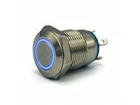 Vandal Resistant Push Button Switch 12mm Mom. Raised Button. Red Ring Led 12v - 1n/o 2A-36VDC - IP65-Stainls. Steel (Anti Vandal) [AVP12R-M1SCR12]