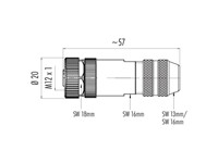 Circular Connector M12 B COD Cable Female Straight. 5 Pole Screw Terminal 8,5mm Cable Entry Ring Shield IP67 [99-1436-910-05]