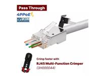 Modular Plug 8 Way -RJ45 Shielded "Pass Thru" for Hi Speed Data CAT6A -1,5mm Wire OD w/Strain Relief Clamp - Suitable for Cable up to 8mm OD. [XY-1401505010-PTW15]