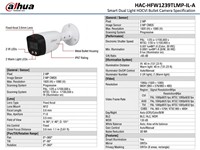 DAHUA HDCVI Bullet Camera 2MP 3.6mm Fixed Lens, Full Colour Smart Dual Illuminators, 40M LED Distance, Built-in Mic, 1/2.8 inch CMOS, Max 30fps@1080p, IP67, DC12V, 198.4X80.2×76.2mm, 0.48Kg [DHA HAC-HFW1239TLMP-IL-A 3.6MM]