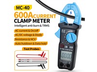 FNIRSI MC-40 Digital Clamp Meter AC/DC Voltage 600V. AC Current Only 600A. Diode NCV OHM Test 6000 COUNTS TRUE RMS Auto Range. Battery Type DC 1.5V*2 AAA (Not Included) [FNIRSI MC-40 DIG CLAMP M/METER]