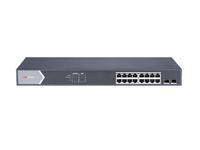 Hikvision Smart Managed 16-Port Gigabit PoE Switch, 2 × Gigabit Fiber Optical Ports, IEEE 802.3af, IEEE 802.3at , PoE Power Budget:225W, PSU:100~240VAC MAX:4A 250W, 36Gbps, Up to 300m Transmission, Port Type:RJ45 port, Full Duplex, MDI/MDI-X [HKV DS-3E1518P-SI]