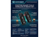 Centurion Photon Smart Fully Wireless IR Beam Set, Max Distance:30meters, Alignment Between Beams²: Automatic -1M@10M, 2XAA Alkaline Batteries Supplied For Each Transmitter & Receiver, IP54 [CEN PHOTONSM0V0]