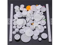 75 ASSORTED PLASTIC GEAR SET CONTAINING CROWN, SINGLE /DOUBLE REDUCTION & WORM GEARS [CMU 75X PLASTIC MOTOR GEAR KIT]