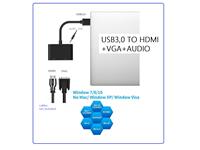 USB 3.0 to HDMI +VGA+3.5 Audio Port. May be used with Desktops, Laptops, Notebooks, Running Windows 7/8/10 /WIN XP (Not MAC) Operating Systems. (NB not BI-DirectionaL. Works from USB to HDMI and VGA) [USB3,0 TO HDMI+VGA+AUDIO]