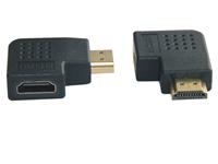 HDMI ADAPTOR A Male to A Female RIGHT SIDE ,FLAT 90 DEGREE  gold connector , black color [ADAPTOR HDMI M/F90RS]