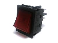 Large Illuminated Rocker Switch • Form : DPST-1-0 • 16A-250 VAC • Solder Tag • 30x22mm • Red Curved Actuator • Marking : None [R2101-C2GBR]