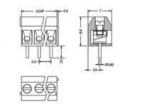 3.5mm Universal Screw Terminal Block • 3 way • 10A – 250V • Straight Pins • Green [XY3,5-3]