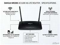 Wireless Dual Band 4G LTE Router (AC750) , 3 x 10/100Mbps Lan Ports, 1 x 10/100Mbps LAN/WAN Port , 1 x Micro Sim Card Slot, Frequency:2.4GHz and 5GHz, 3G/4G, Supports IPv4 & IPv6 [TP-LINK MR200]