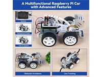 SunFounder Picar-X AI Video Robot Car Kit for Raspberry Pi 5/4/3B+/3B & Zero 2W (NOT INCLUDED), ChatGPT-4o Enabled with Voice Command & Video Recog, Python, Scratch, Camera, Mic, Rech Batt, Camera 5MP, Line/Object Following, Obstacle Avoidance [SUNFOUNDER PICAR-X]