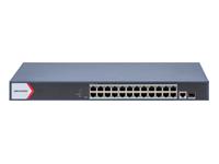 Hikvision Smart Managed 24-Port Gigabit PoE Switch, 1 × Gigabit Fiber Optical Port, 1 x Gigabit RJ45 Port, IEEE 802.3af,IEEE 802.3at, PoE Power Budget:370W, PSU:100~240VAC MAX:6.3A 400W, Up to 300m Transmission, Surge Protection:6KV [HKV DS-3E1526P-EI]