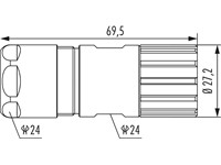 Circular Connector M23 RJ45. Connector/Cordset Housing Striaght. Female Threaded. Cable Clamp OD 3-7mm [7R10400000]