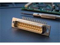25 Way Male D-Sub Connector With PC Board Right Angle Termination And ( 9.4MM) Machined Pins And Without Mounting Brackets [DB25P1A0N]