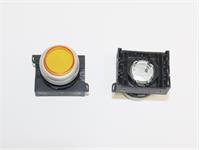 Push Button Actuator Switch Illuminated Momentary • Yellow Raised Lens • Metallic Silver 30mm Bezel [P302MYS]