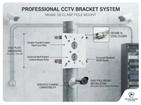 Pole Mounting Bracket, with Face Plate 18cm x 15cm . 2 x Stainless Steel Clasps. [CCTV BRACKET SS CLASP POLE MOUNT]