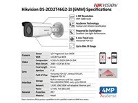 Hikvision AcuSense Bullet Network Camera 4MP IR, H.265+, 1/2.7"CMOS, 2592 × 1944 @30fps, 6mm Lens, 60m IR, 120dB WDR, Powered by Darkfighter,BLC, HLC, 3D DNR, Built-in Micro SD Slot, up to 256 GB, 3D DNR, IP67 [HKV DS-2CD2T46G2-2I (6MM)]