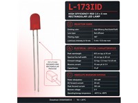 2.5 x 5mm Rectangular LED Lamp • Hi Eff Red - IV= 12.5mcd • Red Diffused Lens [L-173ID]