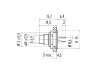 Circular Connector M9 Panel Flange Male 7 Pole Front Mount PCB Contacts IP67 [09-0423-90-07]