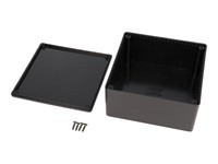 Polystyrene Enclosure With Flange Lid 120X120X59mm Black in Colour [1591USBK]