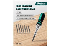 16-in-1 Ratchet Screw Driver Set - 229mm [PRK SD-9821]