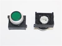 Push Button Actuator Switch Illuminated Latching • Green Raised Lens • Metallic Silver 30mm Bezel [P302LGS]