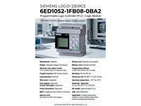 LOGO! 230RCE,logic module, display power supply / I/O: 115 V/230 V/relay, 8 DI/4 DO, memory 400 blocks, modularly expandable, Ethernet, integrated web server, data log, user-defined web pages, standard microSD card for LOGO! Soft Comfort V8.4 [6ED1052-1FB08-0BA2]