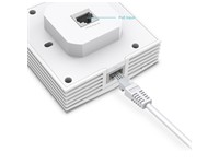 TP-LINK AX3000 Wall Plate WiFi 6 Access Point, Speed Rate:2.4GHz@574Mbps, 5GHz@2402Mbps, 2xGigabit LAN Ports, Antennas:2.4GHz:2x3dBi, 5GHz:2x5dBi, Omada App, 802.3af PoE, EU:11.5W, HTTP/HTTPS, Email Alerts, 86x86x42.2mm [TP-LINK EAP650 WALL]