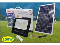 YOBOLIFE 100W SOLAR FLOODLIGHT 2000-2200 LM ,304PCS HIGH BRIGHT LEDS, TEMPERED GLASS COVER, IP 67,INCLUDES REMOTE ,AND BUILT IN RECHARGEABLE LITHIUM BATTERY 3.2V 19.5AH(LIFEPO4) BATTERY CHARGE TIME,6-8HR,SOLAR PANEL:10V25W (POLYSILICON),SIZE:350*580*17MM [SOLAR FLOODLIGHT KIT LM-8100]