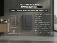 The Black Sonoff M5 Matter Smart Wall Switch 3CH Series Offers a Sophisticated Solution for Modern Home Automation. Designed with Matter Compatibility, These Switches Effortlessly Integrate Into Matter-Enabled Ecosystems [SONOFF M5-3C-120MB MATTER SWITCH]