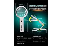 Foldable 3.75X 7X Magnifying Lamp Lens Dia. 70mm - Handheld & Desk - 8 LED USB-Powered [PRK MA-025]