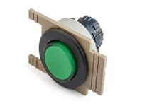 PB Actuator Non-Illum. Mom - green raised button 35mm black flush bezel [PB352MG]