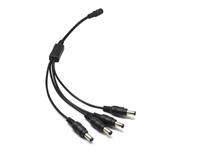 POWER SPLITTER CABLE .DC  FEMALE ADAPTOR MJ077 ( 2,1MM )  SOC TO 4X DC MALE  I/L PLUG  (2,1MM)   40CM LEAD. PERMISSABLE CURRENT:MAX 5Amp, [DC POWER SPLITER CABLE 1-4]