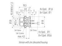 Circular Connected M12 A COD Female 5P Screw Lock Rear Panel Entry Front Mount Straight PCB 6MM IP68 [09-3442-90-05]