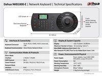 Dahua PTZ Network Keyboard, 1 x RS232/2 RS485, Joystick:3-axis, Vector-Solving, with Twisting, Return to-Center Head, RJ-45, RS232, RS485, RS422 (reserved), USB, LCD Display:75.2mm×33.85mm, 100V~240V 50Hz/60Hz, Output DC12V/2A [DHA NKB1000-E]