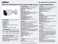 Dahua 4MP Bullet IP Camera Starlight , 3.6mm Lens, Fixed, 50m IR, 1/3”4 CMOS (2688 × 15200)@30fps, IP67, 12V DC, UPTO:256GB MICRO SD, Built-in Mic , Tripwire; Intrusion : Vechicle & Human , 192.7×70.5×66.4mm , 780g [DHA IPC-HFW3441EP-AS 3.6MM]
