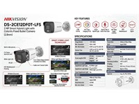 Hikvision Colorvu Smart Hybrid Light Fixed Bullet Camera 2MP 2.8mm Lens , Upto 40m IR, TVI/AHD/CVI/CVBS, 3D DNR/2D DNR, Metal Case, 24/7 Color Imaging with F1.0 Aperture, Day＆Night ICR, WDR, 12VDC Max:4.2W, 525g, IP67 [HKV DS-2CE12DF0T-LFS (2,8MM)]