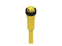 Cordset - Power 7/8" Female Str. 5 Pole UL Single End - 5M TPE Yellow Cable 5 x 1,5mm sq. Conductors 9,4mm OD. 8A 600VAC IP67 [RK 50-877/5M]