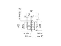 Circular Connected M12 A Cod Panel Female 4 Pole Rear Mount PG9 Solder Contacts IP68 [09-3432-216-04]