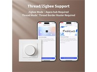 Aqara Dimmer Switch H2 EU White, 2-in1 Neutral, Compatible with Apple Home, Alexa, Google Home & Matter, Thread/Zigbee Protocol, Rated Load:Incandescent/Halogen 300W, Dimmable LED/CFL 200W, 220~240Vac 50/60hz, 86x86x55x45mm [AQARA DIMMER SWITCH H2 EU-W]