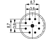 Circular Connector M23 Signal Male Solder Insert CW- 9 Pole for 8x1mm/ 1x2mm Contacts - 8/20A @ 500VAC Max. [7001981103]