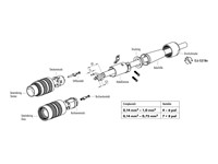 Circular Connector M16 Cable Male Straight 4 Pole Silver Plated Contacts Screw Lock Crimp 8mm 6A 250V Cable Entry IP40 [99-2009-702-04]