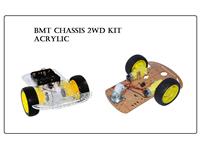 CLEAR ACRYLIC 2WD ROBOT CHASSIS KIT WITH GEAR MOTORS, WHEELS, BATTERY BOX AND SPEED ENCODER [BMT CHASSIS 2WD KIT ACRYLIC]