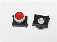 Push Button Actuator Switch Illuminated Momentary • Red Raised Lens • Metallic Silver 30mm Bezel [P302MRS]