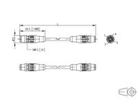 Cordset Shielded M12 D-Coded Male Straight 4 Pole – Male Straight 4 Pole AWG 26 (4x1) - 1M PUR Cable (0985 S4742 100/1M) [142M4D11010]