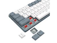 Redragon Wireless Keyboard & Mouse Combo, 2400 DPI Ergonomic Mouse, 2.4GHz Wireless, Compatibility: Win 7/8/10/Vista/XP, Single Blue Blacklight, 78 Keys, 5 DPI Settings (800/1200/1600/2000/2400 DPI), Grey/White, 69g [RGN-BS8772GW]