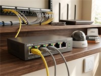 TP-LINK 5 Port 10/100/1000Mbps Desktop Switch with 4 Port PoE, Auto MDI/MDIX, (99.8x98x25mm), Unmanaged [TP-LINK SG1005P]
